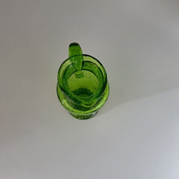 Vintage Pilgrim Crackle Glass Green Pitcher Vase - Picture 6 of 8